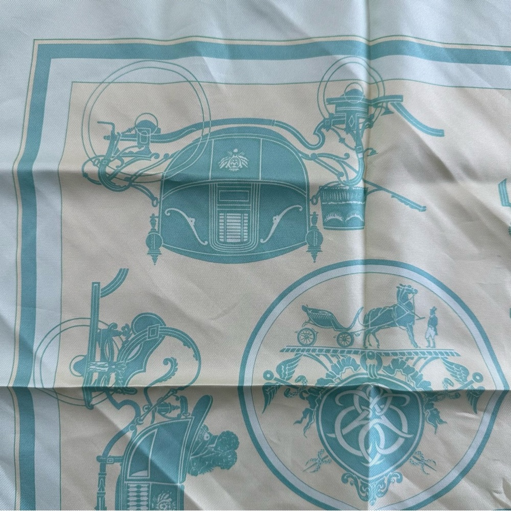 Vintage Authentic Hermes Green Equestrian Square Silk Scarf - Picture 5 of 9